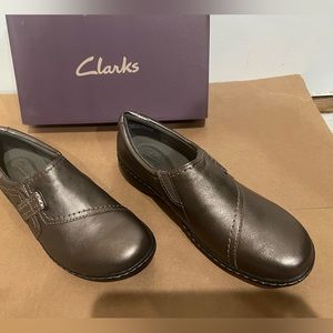 Clarks Ashland Blush Women's Footwear Pewter Leather Loafer NEW 8.5M